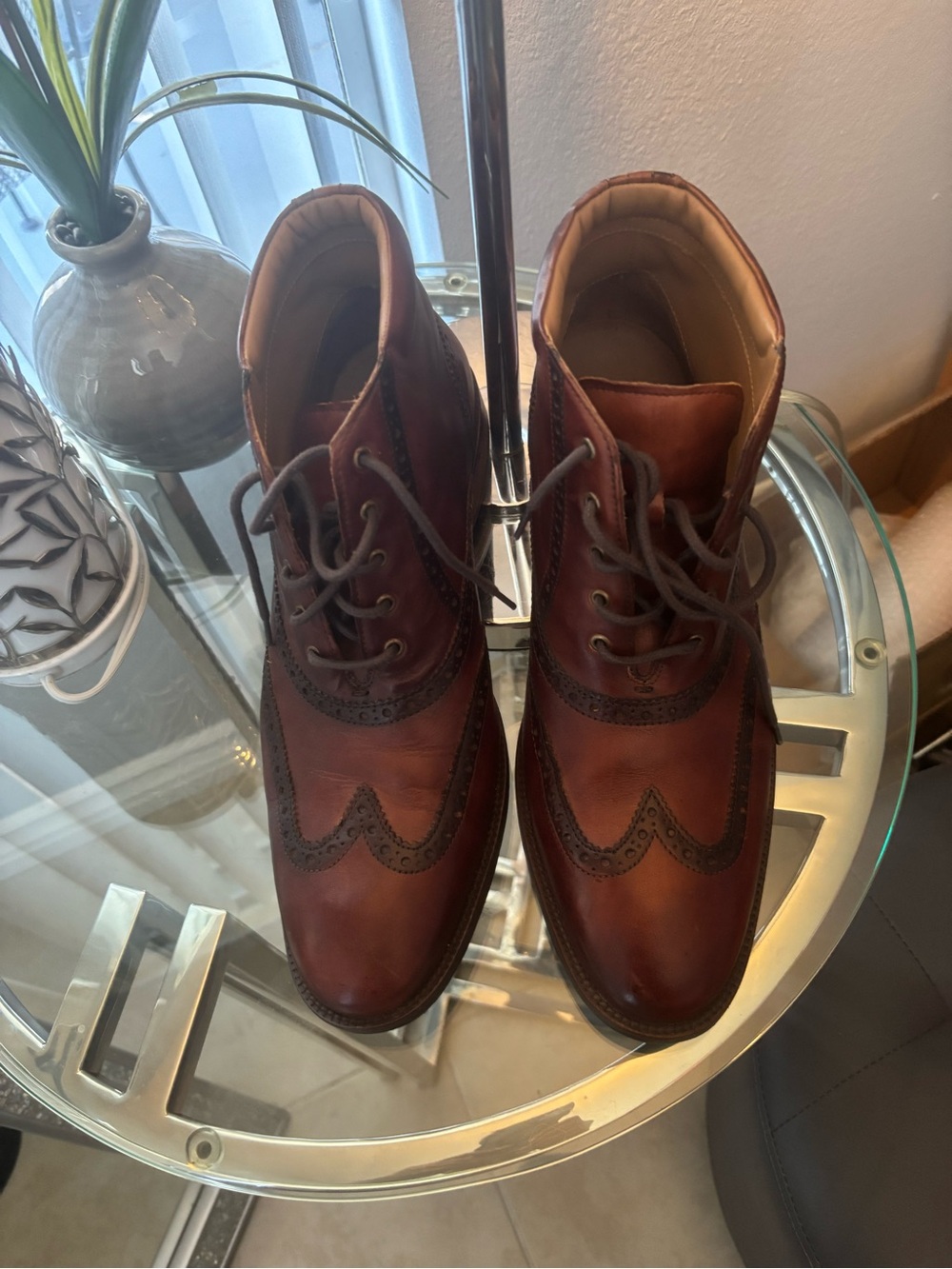 Cole Haan Men's Chestnut Brown Leather Chukka Wingtip Boots